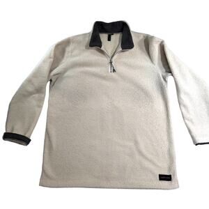 Lucky Love Sherpa 1/2 Zip Sweatshirt Woman's XL High Collar Winter White Cozy